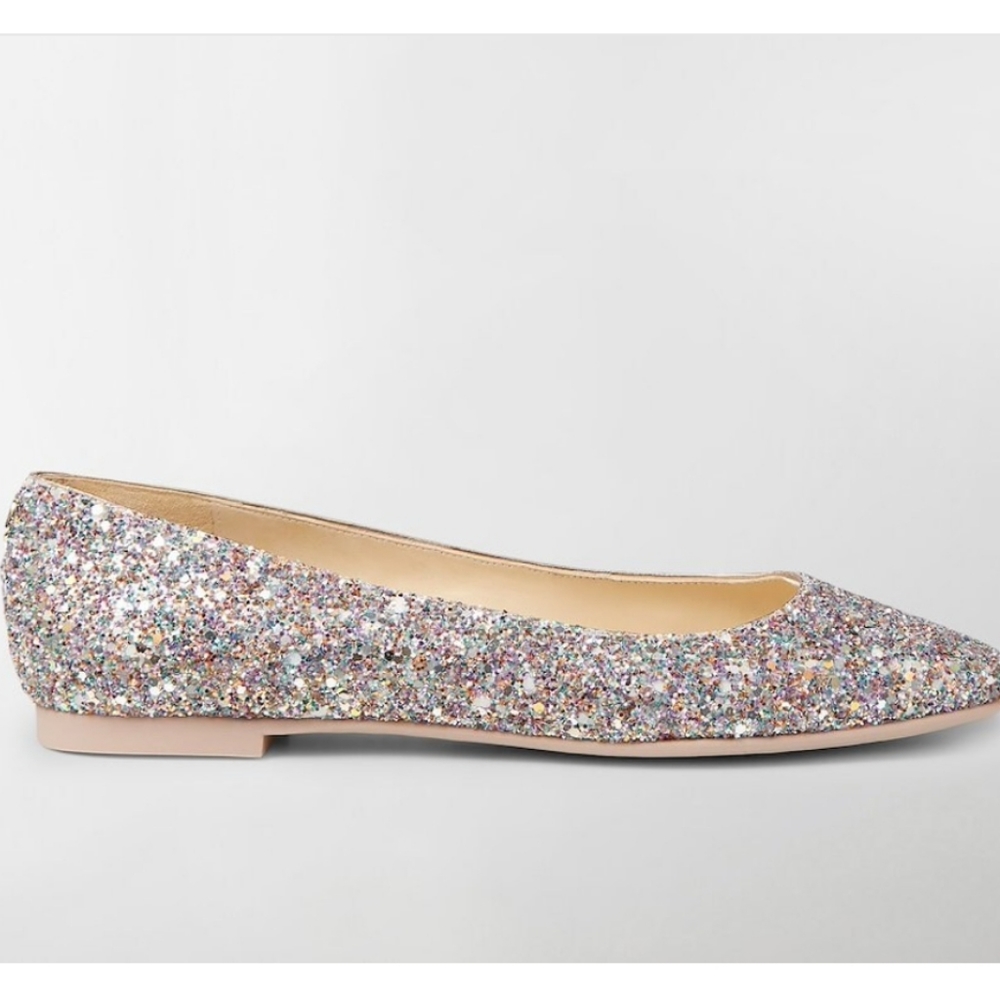 Jimmy Choo Multicolor Glitter Square-Toe Flats - Picture 15 of 15